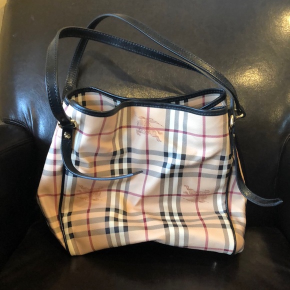 Burberry Handbags - Burberry Beige/Brown Haymarket Check PVC and Leather Canterbury Tote